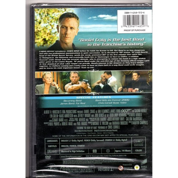 CASINO ROYALE, 007 JAMES BOND, DANIEL CRAIG DVD Rated PG-13, BRAND-NEW SEALED - Picture 2 of 2